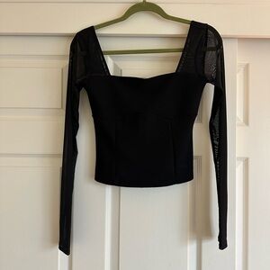 Abercrombie and Fitch black top with sheer long sleeves